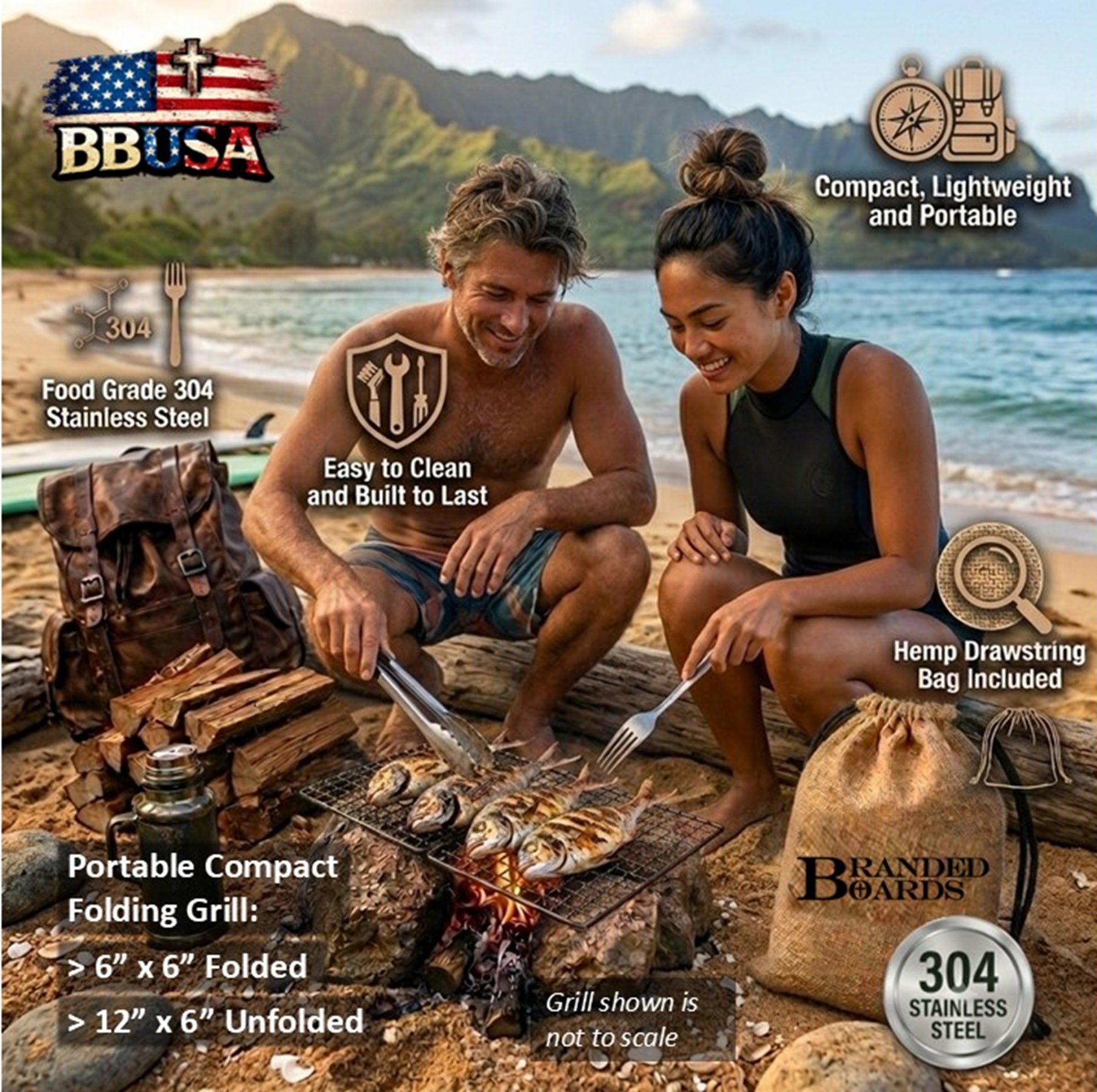 Bushcraft SS Grill Grates - Folding