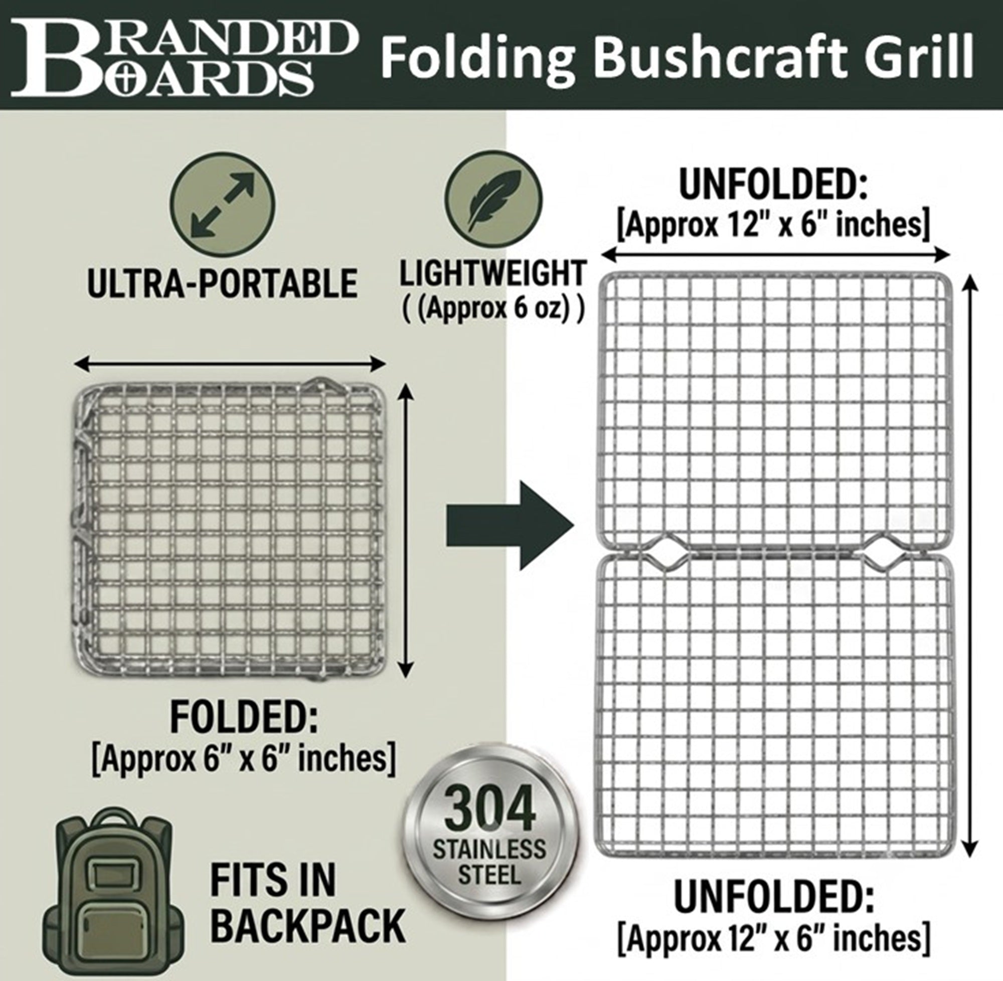 Bushcraft SS Grill Grates - Folding