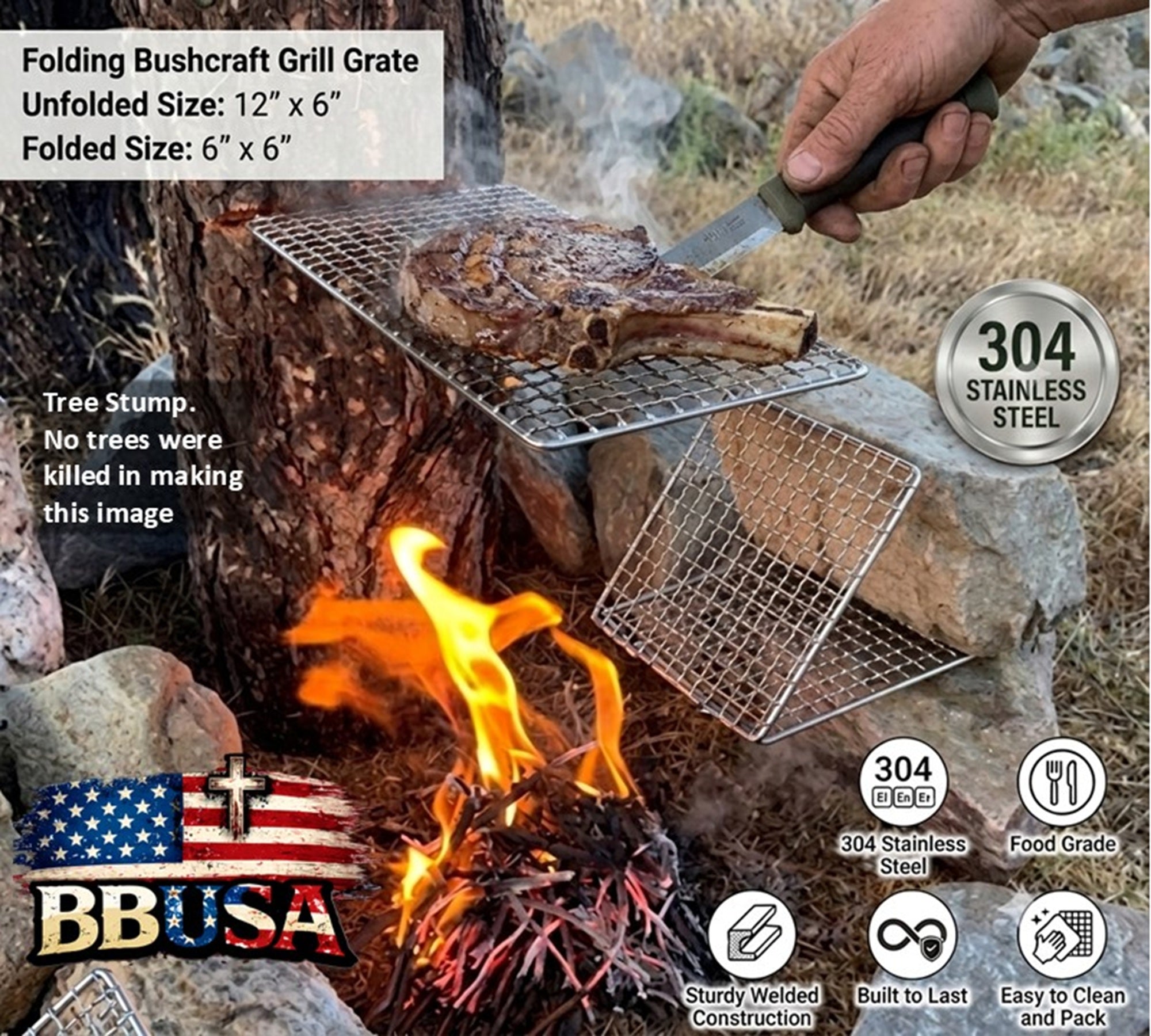 Bushcraft SS Grill Grates - Folding