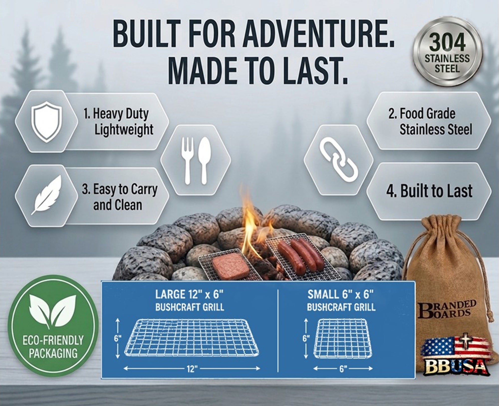 Bushcraft SS Grill Grates - Large/Small