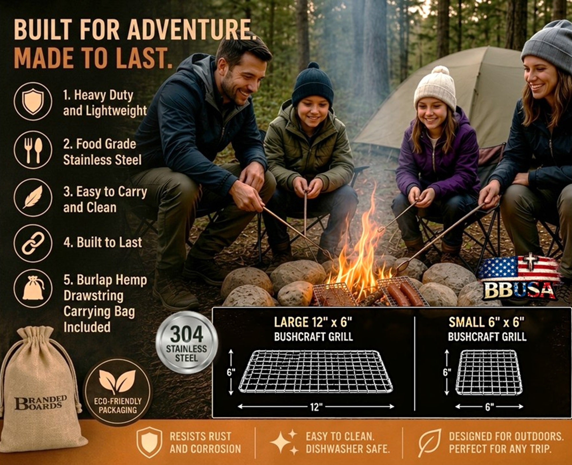 Bushcraft SS Grill Grates - Large/Small