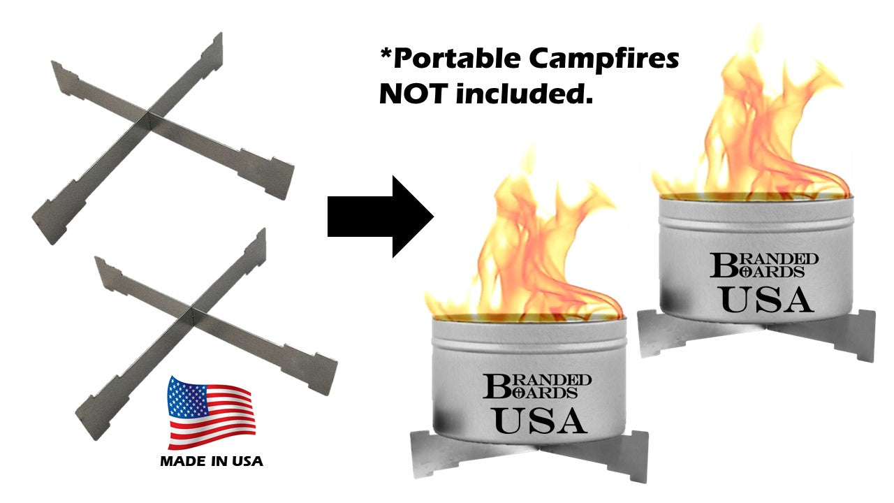 Made in USA | Branded Boards Portable Bonfire Campfire & Trivet Stand