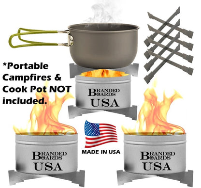 Branded Boards Portable Campfire Trivet Grate 2-PACKS & 4-PACKS | 100% Made in USA