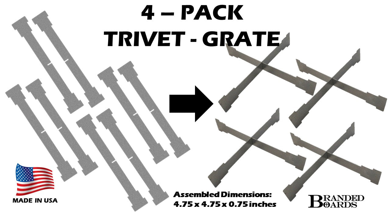 Branded Boards Portable Campfire Trivet Grate 2-PACKS & 4-PACKS | 100% Made in USA