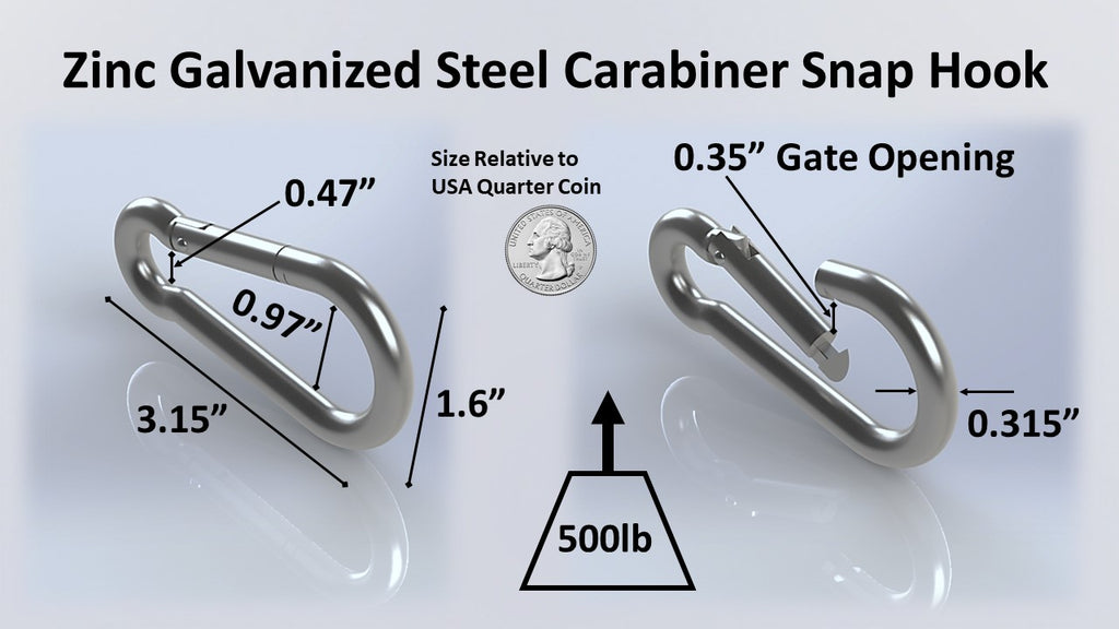 Carabiner Snap Hooks | Steel Zinc Galvanized
