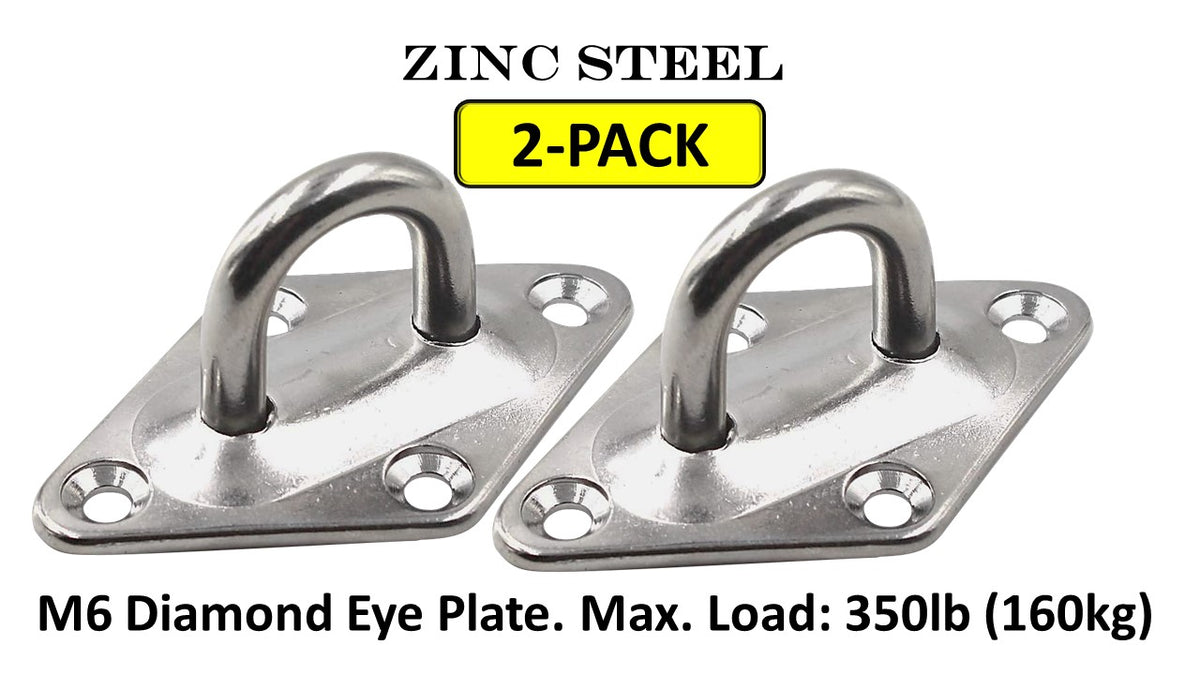 Diamond Pad Eye Plates | Zinc Galvanized Steel