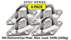 Diamond Pad Eye Plates | Zinc Galvanized Steel