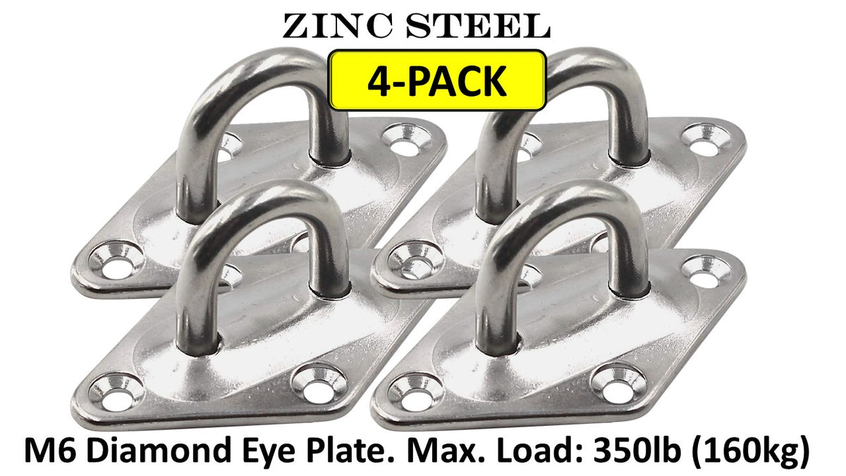 Diamond Pad Eye Plates | Zinc Galvanized Steel