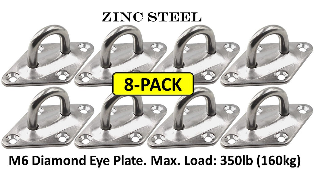 Diamond Pad Eye Plates | Zinc Galvanized Steel