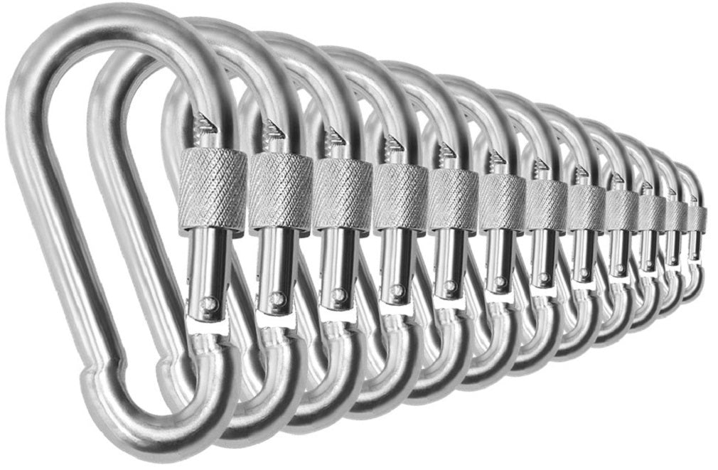 Heavy Duty 2" & 2.8" Stainless Steel Thumb Screw Locking Carabiner Spring Snap Clip Link Hooks