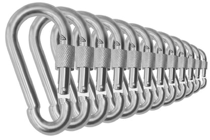 Heavy Duty 2" & 2.8" Locking Thumb Screw Closure Zinc-Galvanized Steel Carabiner Spring Snap Clip Link Hooks