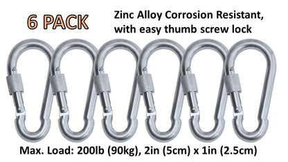 Heavy Duty 2" & 2.8" Locking Thumb Screw Closure Zinc-Galvanized Steel Carabiner Spring Snap Clip Link Hooks