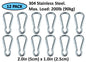 Heavy Duty 2" & 2.8" Stainless Steel Carabiner Spring Snap Clip Link Hooks