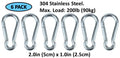 Stainless Steel Carabiner Spring Snap Clip Link Hooks