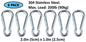 Heavy Duty 2" & 2.8" Stainless Steel Carabiner Spring Snap Clip Link Hooks