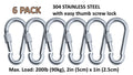 Stainless Steel Thumb Screw Locking Carabiner Spring Snap Hooks