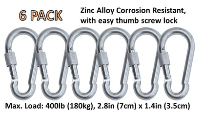 Heavy Duty 2" & 2.8" Locking Thumb Screw Closure Zinc-Galvanized Steel Carabiner Spring Snap Clip Link Hooks