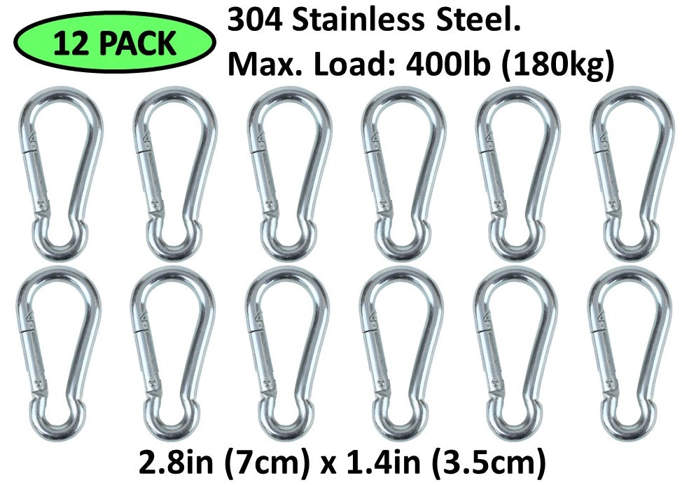 Heavy Duty 2" & 2.8" Stainless Steel Carabiner Spring Snap Clip Link Hooks