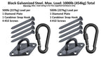 Hammock Hanging Kits | Diamond Pad-Eye Plates | Black Zinc Steel