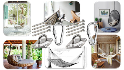 Heavy Duty 1000lb Hammock Hanging Kits, 304 Stainless Steel & Black Zinc Galvanized Steel Corrosion Resistant
