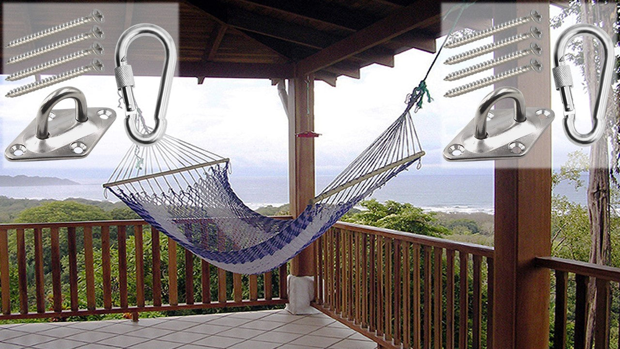 Heavy Duty 1000lb Hammock Hanging Kits, 304 Stainless Steel & Black Zinc Galvanized Steel Corrosion Resistant