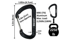 Heavy Duty 3.2" Aluminum Carabiner Wire Gate Spring Snap Clip Link Hooks