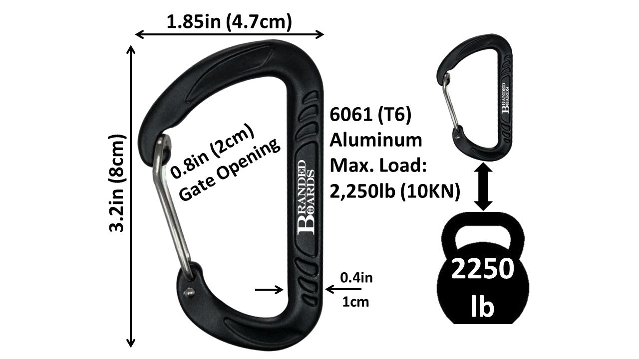 Heavy Duty 3.2" Aluminum Carabiner Wire Gate Spring Snap Clip Link Hooks