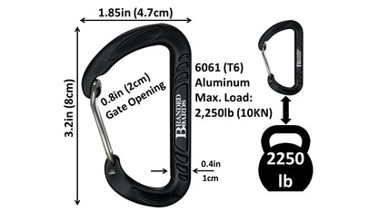 Heavy Duty 3.2" Aluminum Carabiner Wire Gate Spring Snap Clip Link Hooks