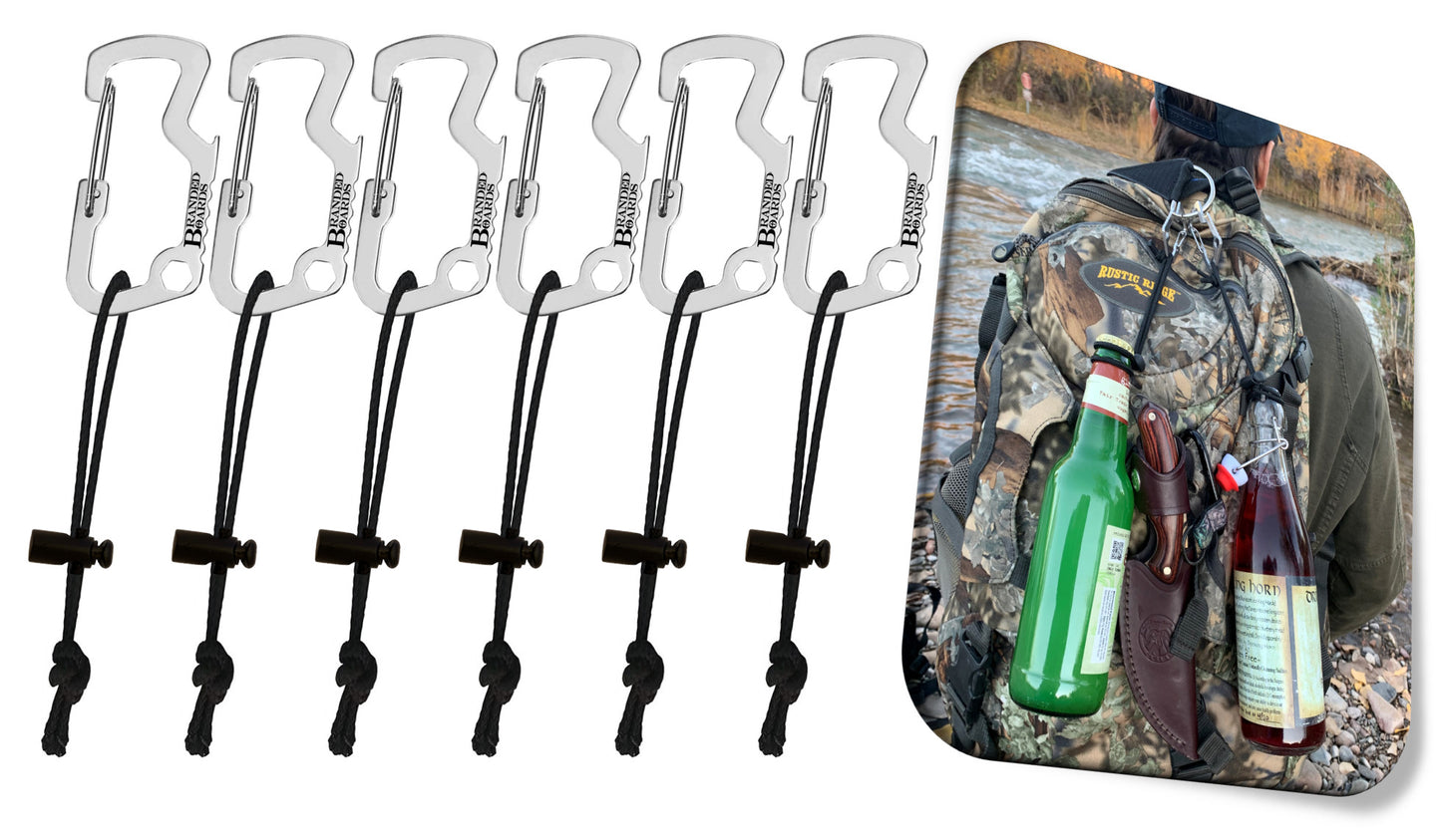 Bushcraft Stainless Steel Key Chain Bottle Opener Carabiner Clip and Bottle Holder