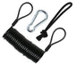 Branded Boards Steel Coiled Leash with Heavy Duty Hook & Loop Cuff, Carabiner & Paracord Loop.