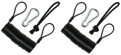 Branded Boards Steel Coiled Leash with Heavy Duty Hook & Loop Cuff, Carabiner & Paracord Loop.