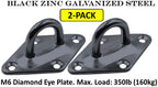 Diamond Pad Eye Plates | Black Zinc Galvanized Steel