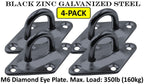 Diamond Pad Eye Plates | Black Zinc Galvanized Steel