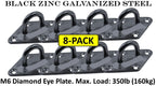 Diamond Pad Eye Plates | Black Zinc Galvanized Steel
