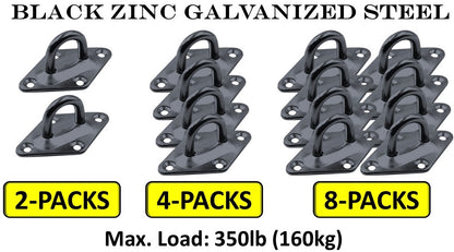 Heavy Duty M6 Ceiling Hook Diamond Pad Eye Plates, 304 Stainless Steel & Black Zinc Galvanized Steel