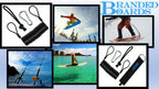 Branded Boards Steel Coiled Leash with Heavy Duty Hook & Loop Cuff, Carabiner & Paracord Loop.