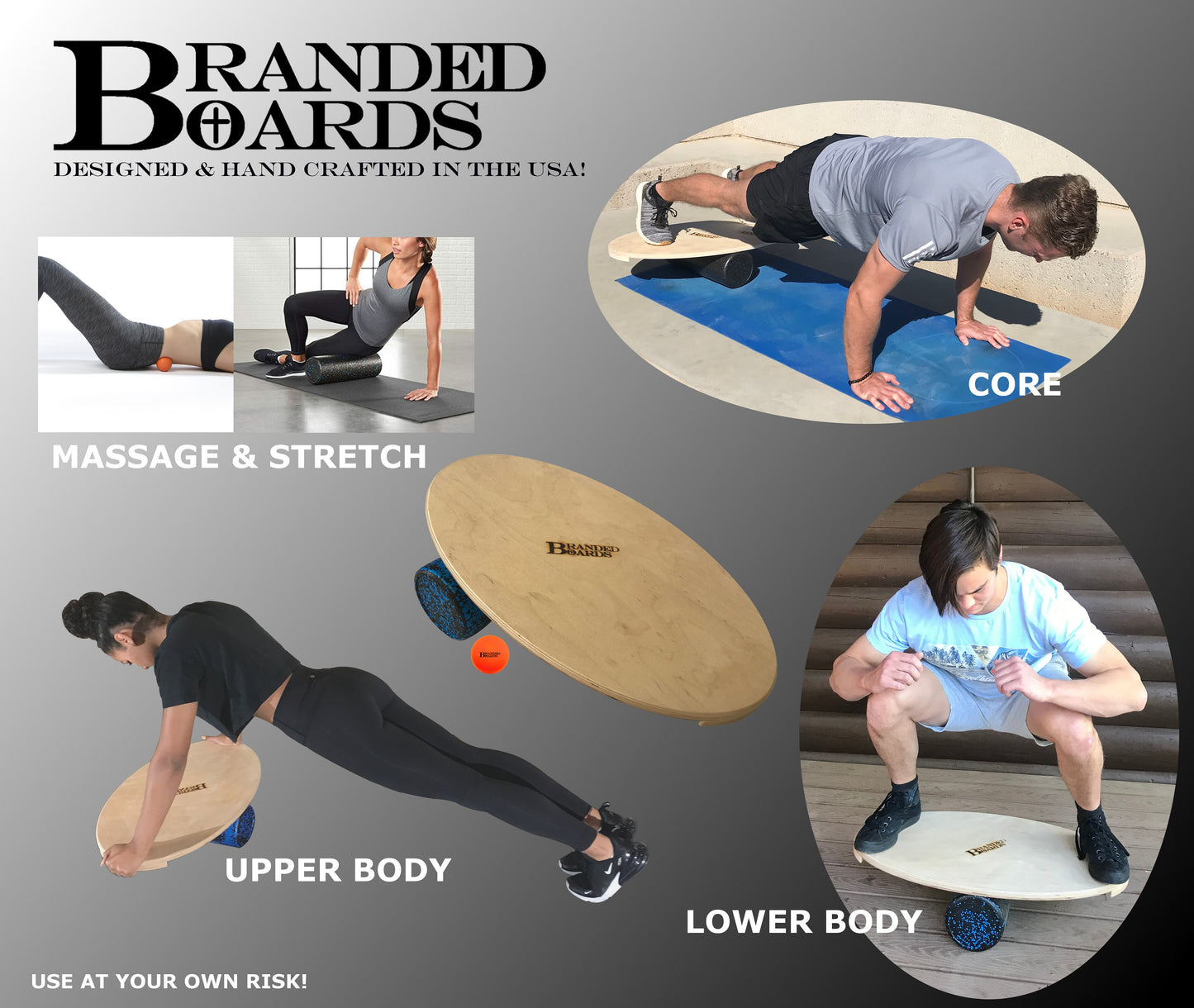 Branded Boards Surf Style Balance Board Made in USA