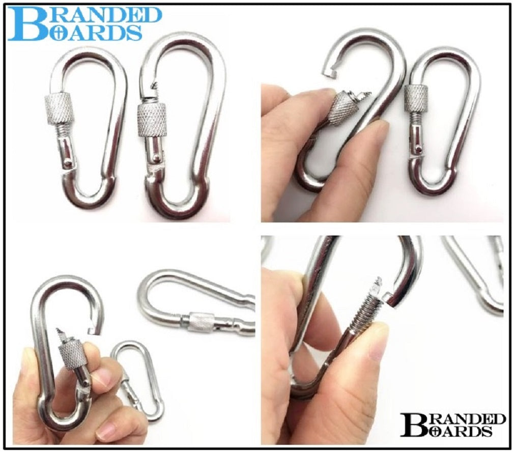 Heavy Duty 2" & 2.8" Stainless Steel Thumb Screw Locking Carabiner Spring Snap Clip Link Hooks