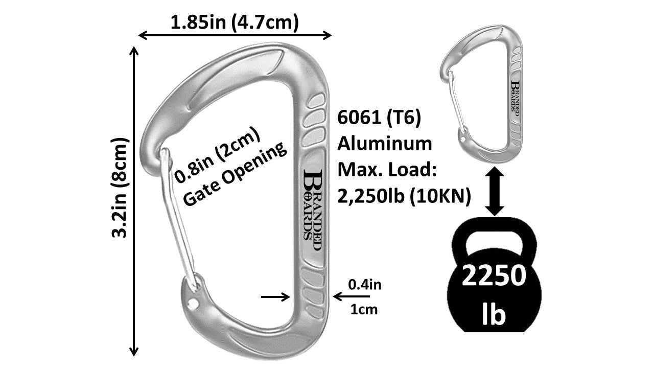 Heavy Duty 3.2" Aluminum Carabiner Wire Gate Spring Snap Clip Link Hooks