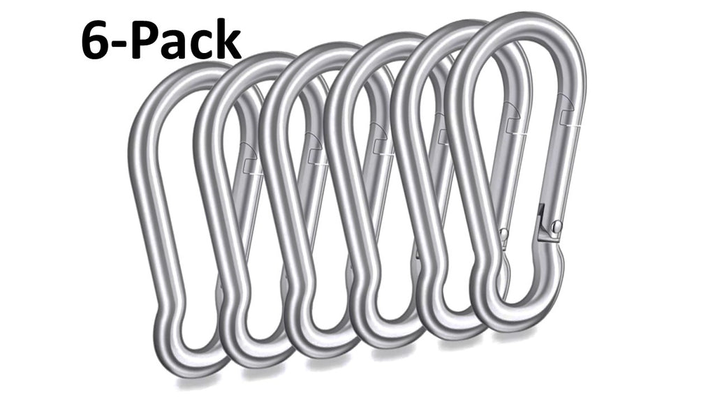 Heavy Duty 3.15 inch (80mm) 304 Stainless Steel & Black Zinc Carabiner Spring Snap Clip Link Hooks. 500lb Load