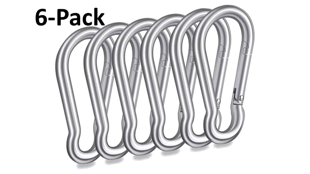 Heavy Duty 3.15 inch (80mm) 304 Stainless Steel & Black Zinc Carabiner Spring Snap Clip Link Hooks. 500lb Load