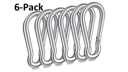 Heavy Duty 3.15 inch (80mm) 304 Stainless Steel & Black Zinc Carabiner Spring Snap Clip Link Hooks. 500lb Load