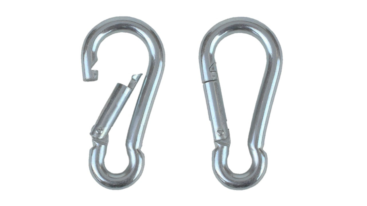 Heavy Duty 3.15 inch (80mm) 304 Stainless Steel & Black Zinc Carabiner Spring Snap Clip Link Hooks. 500lb Load