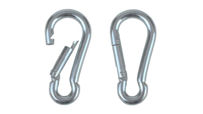 Heavy Duty 3.15 inch (80mm) 304 Stainless Steel & Black Zinc Carabiner Spring Snap Clip Link Hooks. 500lb Load
