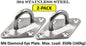Heavy Duty M6 Ceiling Hook Diamond Pad Eye Plates, 304 Stainless Steel & Black Zinc Galvanized Steel