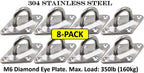 Diamond Pad Eye Plates | 304 Stainless Steel