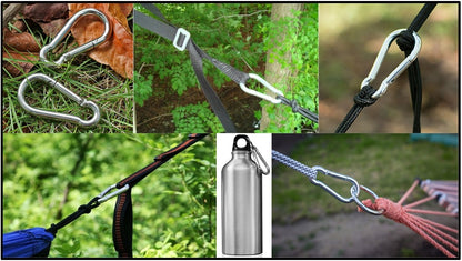 Heavy Duty 2" & 2.8" Bushcraft Zinc-Galvanized Steel Carabiner Spring Snap Clip Link Hooks