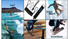 Branded Boards Steel Coiled Leash with Heavy Duty Hook & Loop Cuff, Carabiner & Paracord Loop.