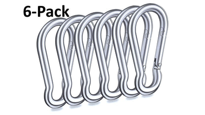 Heavy Duty 3.15 inch (80mm) 304 Stainless Steel & Black Zinc Carabiner Spring Snap Clip Link Hooks. 500lb Load